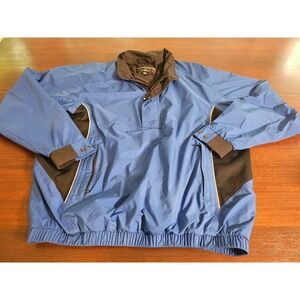 FootJoy DryJoys Windbreaker Pullover Mens L Blue Golf Jacket Quarter Zip